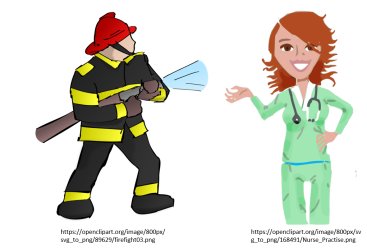 firefighter and nurse