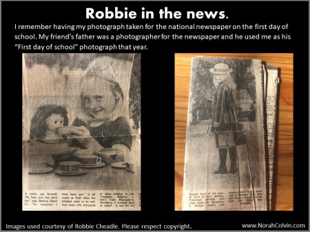 Robbie Cheadle as a school girl in the news