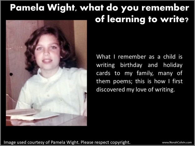Pamela Wight learning to write